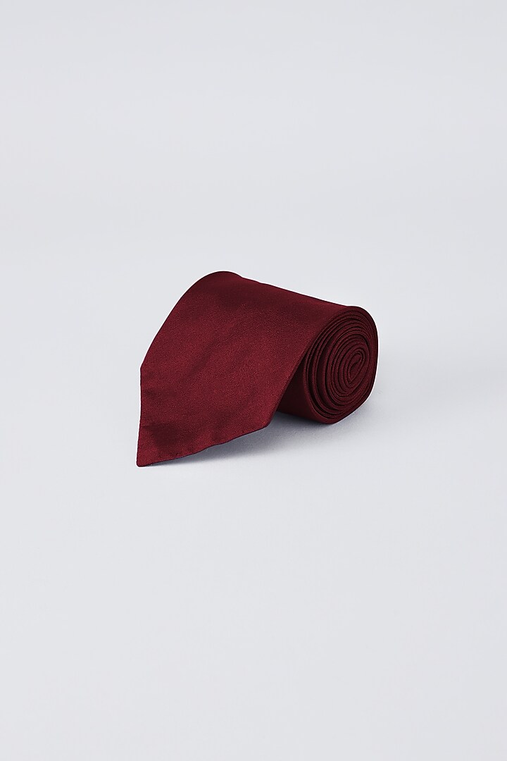 Maroon Pure Silk Necktie by Bubber Couture