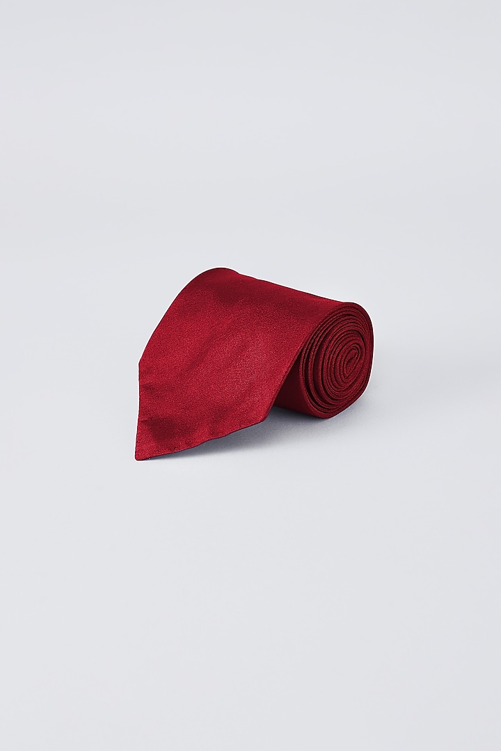 Red Pure Silk Necktie by Bubber Couture