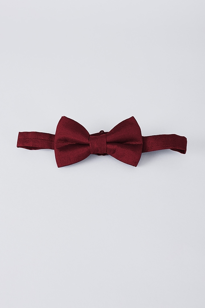 Maroon Pure Silk Bowtie by Bubber Couture