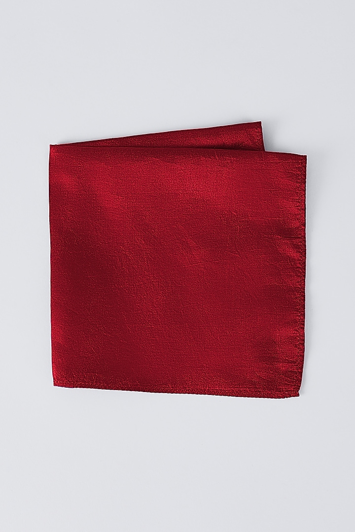 Red Pure Silk Pocket Square by Bubber Couture