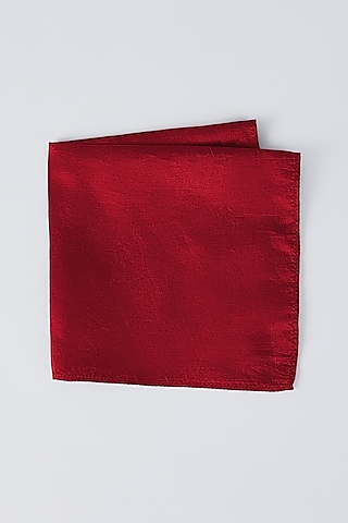 Red Pure Silk Pocket Square by Bubber Couture