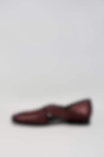 Burgundy Premium Italian Leather Pintuck Peshawari Sandals by Bubber Couture at Pernia's Pop Up Shop