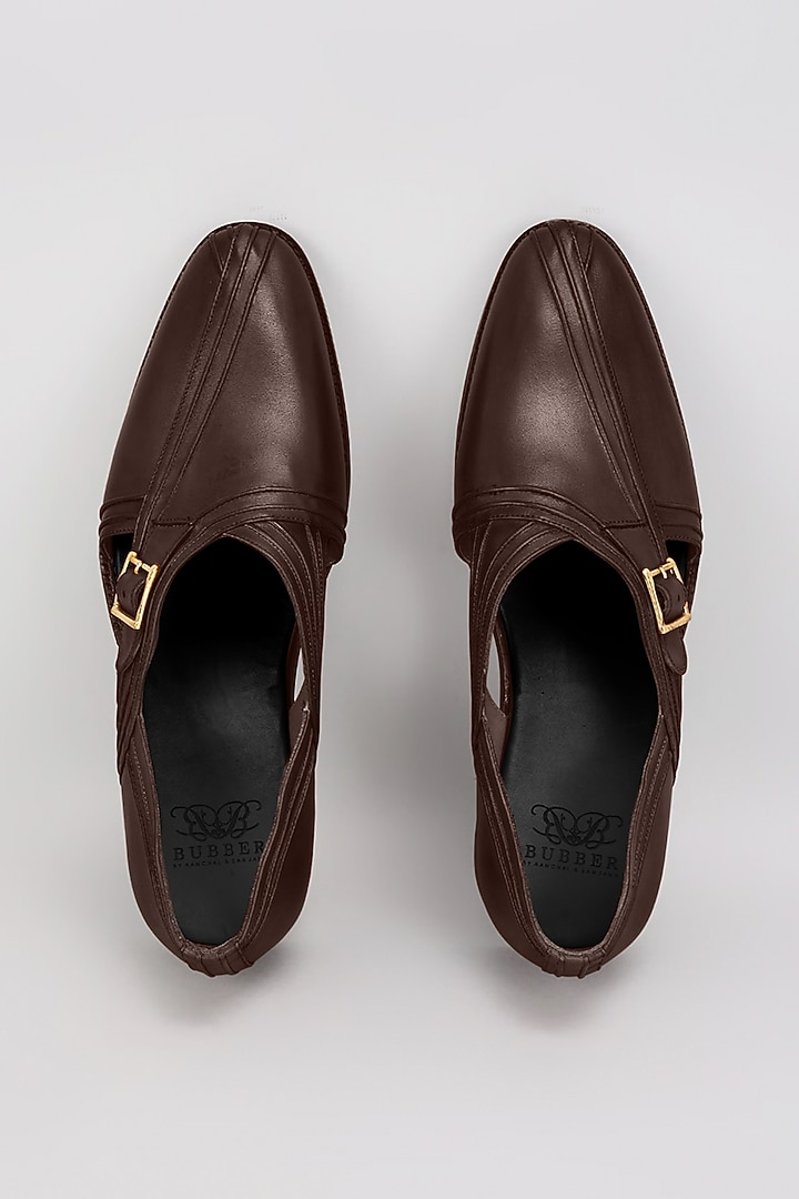 Brown Premium Italian Leather Pintuck Peshawari Sandals by Bubber Couture at Pernia's Pop Up Shop