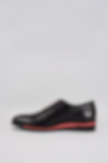 Black & Red Premium Italian Leather Shoes by Bubber Couture