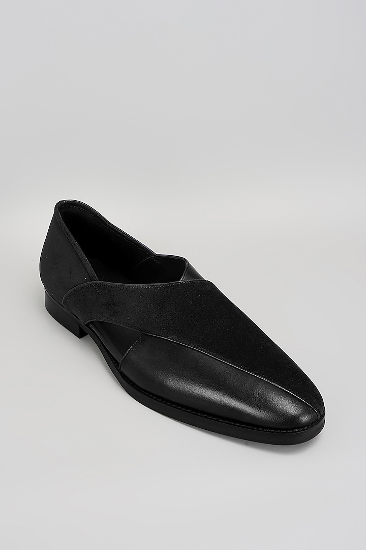 Black Velvet & Premium Italian Leather Peshawari Sandals by Bubber Couture at Pernia's Pop Up Shop