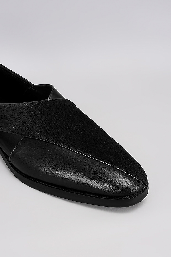 Black Velvet & Premium Italian Leather Peshawari Sandals by Bubber Couture at Pernia's Pop Up Shop