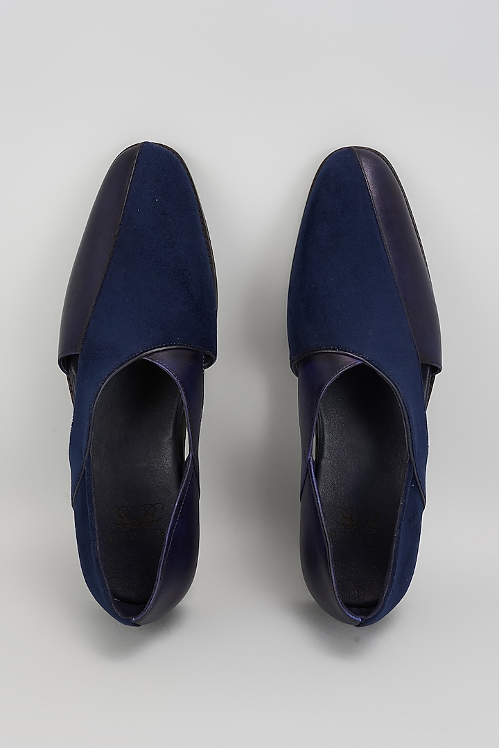 Navy Velvet & Premium Italian Leather Peshawari Sandals by Bubber Couture at Pernia's Pop Up Shop