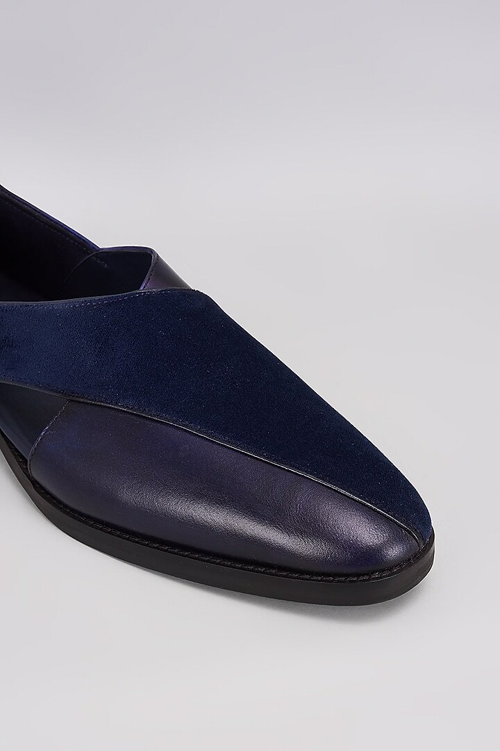Navy Velvet & Premium Italian Leather Peshawari Sandals by Bubber Couture at Pernia's Pop Up Shop