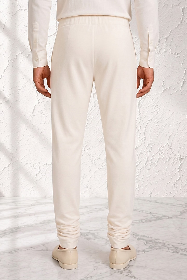 Off-White Cotton Silk Churidar by Bubber Couture at Pernia's Pop Up Shop