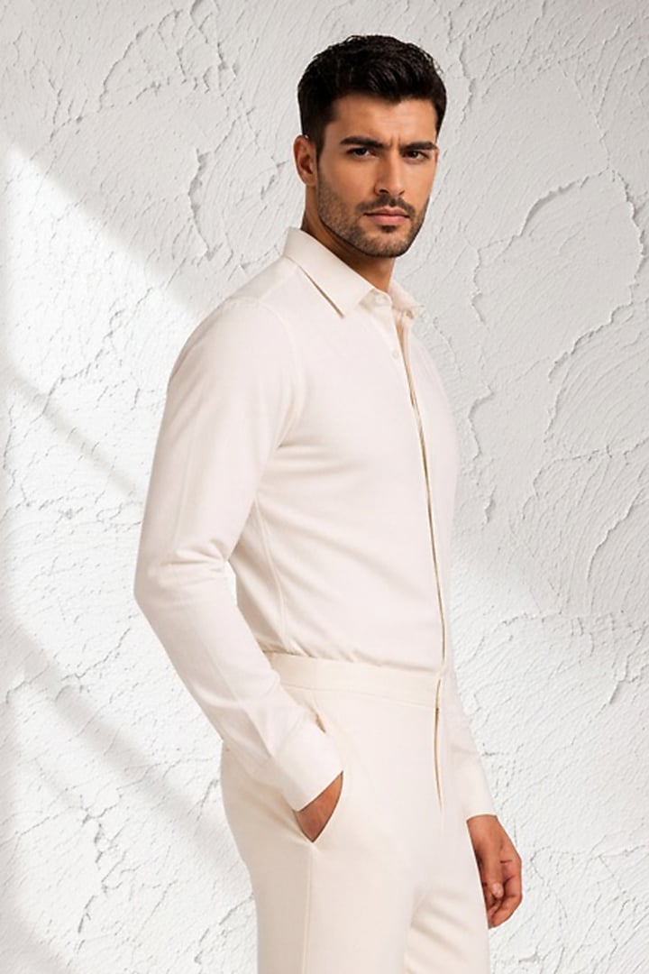 Off-White Cotton Silk Churidar by Bubber Couture at Pernia's Pop Up Shop