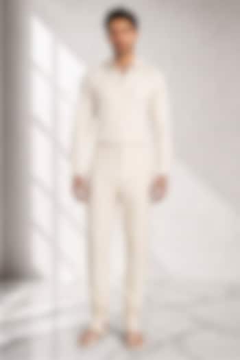 Off-White Cotton Silk Churidar by Bubber Couture at Pernia's Pop Up Shop