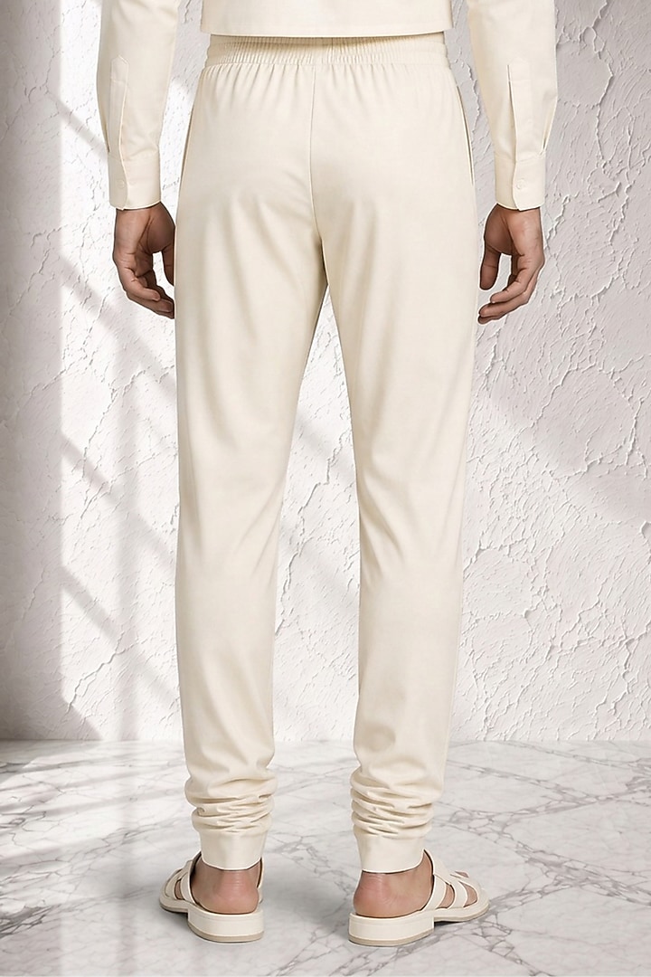 Off-White Cotton Silk Churidar by Bubber Couture at Pernia's Pop Up Shop