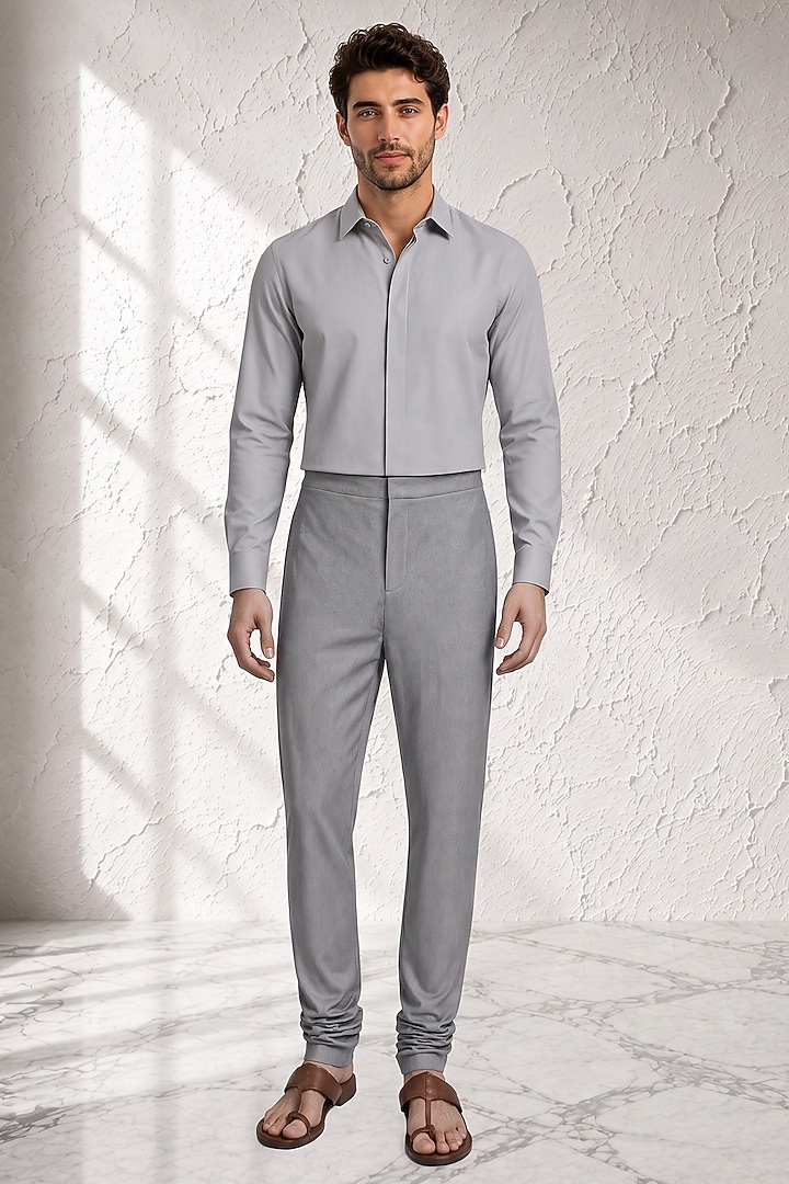 Grey Cotton Silk Churidar by Bubber Couture at Pernia's Pop Up Shop