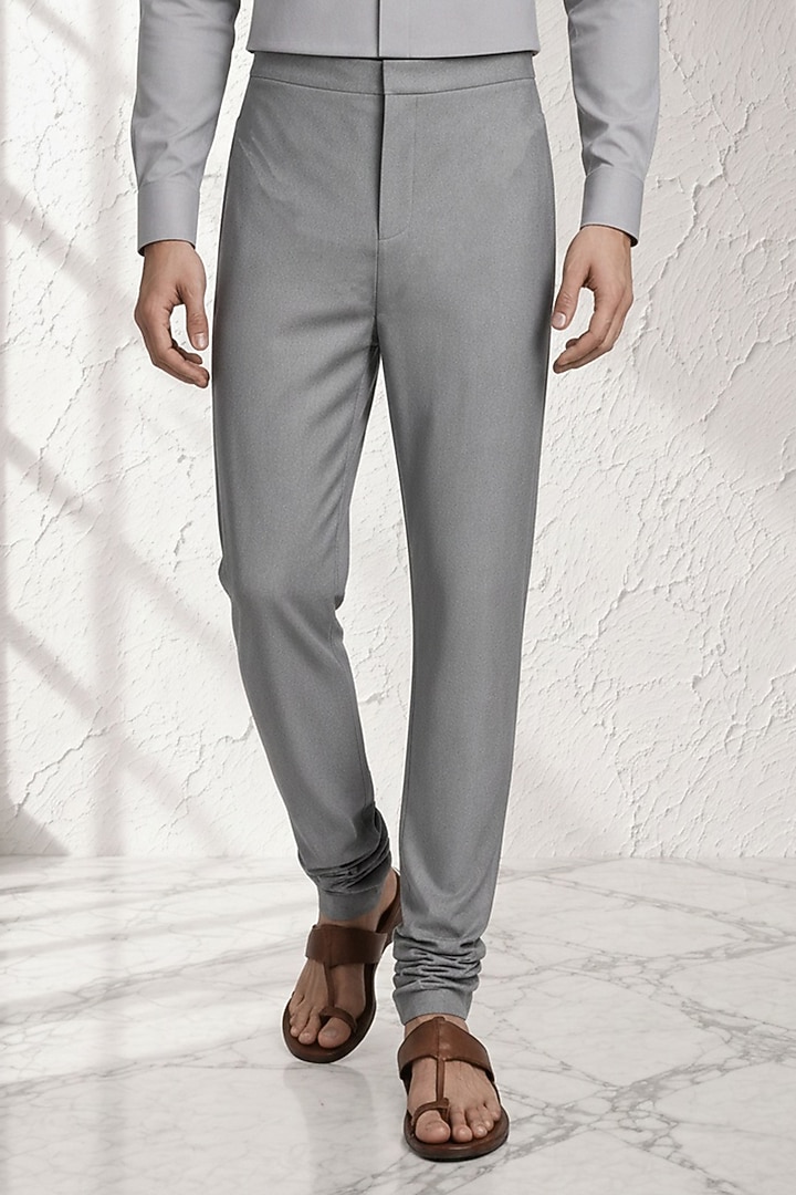 Grey Cotton Silk Churidar by Bubber Couture at Pernia's Pop Up Shop