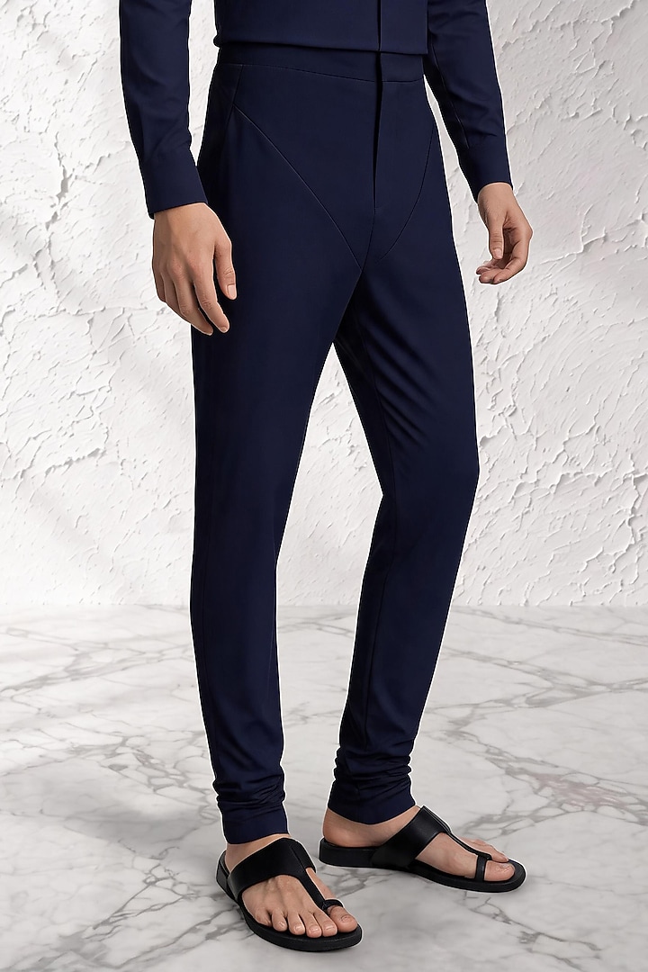 Navy Blue Cotton Silk Churidar by Bubber Couture at Pernia's Pop Up Shop