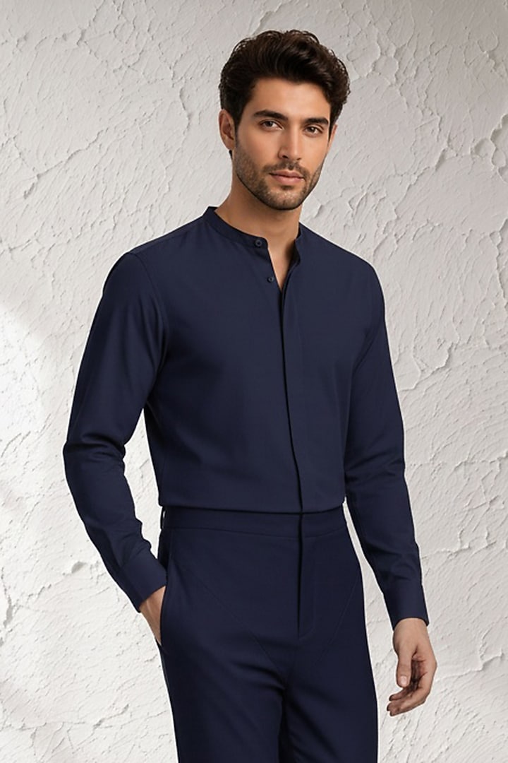 Navy Blue Cotton Silk Churidar by Bubber Couture at Pernia's Pop Up Shop