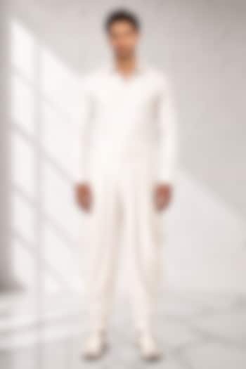 Off-White Cotton Silk Dhoti Pants by Bubber Couture at Pernia's Pop Up Shop
