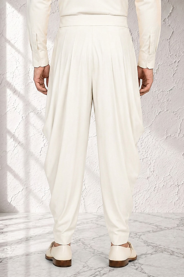 Off-White Cotton Silk Dhoti Pants by Bubber Couture at Pernia's Pop Up Shop