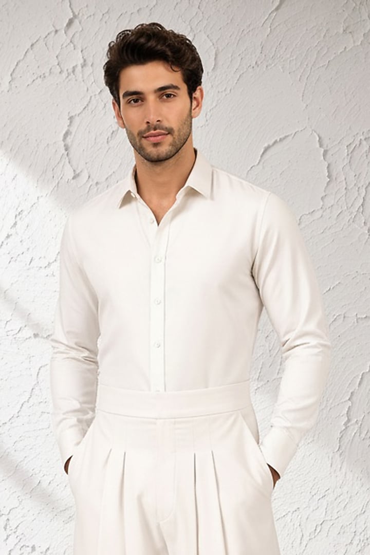 Off-White Cotton Silk Dhoti Pants by Bubber Couture at Pernia's Pop Up Shop
