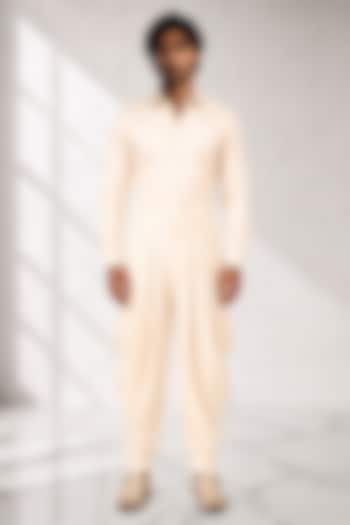 Cream Cotton Silk Dhoti Pants by Bubber Couture at Pernia's Pop Up Shop