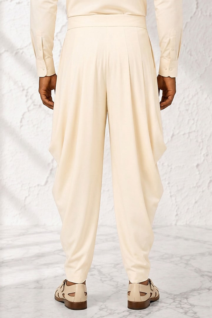 Cream Cotton Silk Dhoti Pants by Bubber Couture at Pernia's Pop Up Shop
