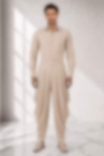 Beige Cotton Silk Dhoti Pants by Bubber Couture at Pernia's Pop Up Shop