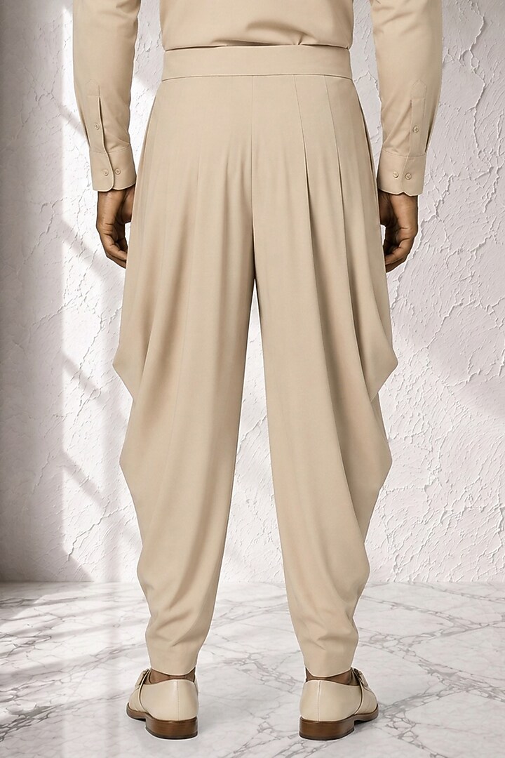 Beige Cotton Silk Dhoti Pants by Bubber Couture at Pernia's Pop Up Shop