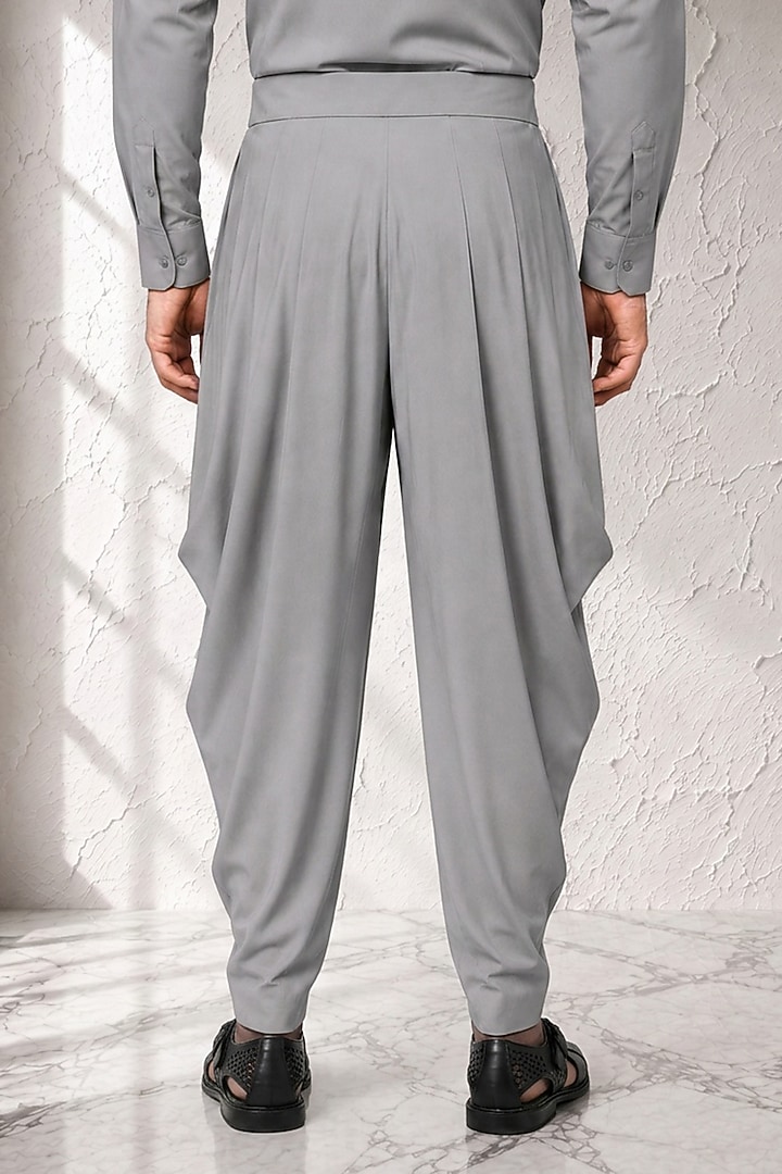 Grey Cotton Silk Dhoti Pants by Bubber Couture at Pernia's Pop Up Shop