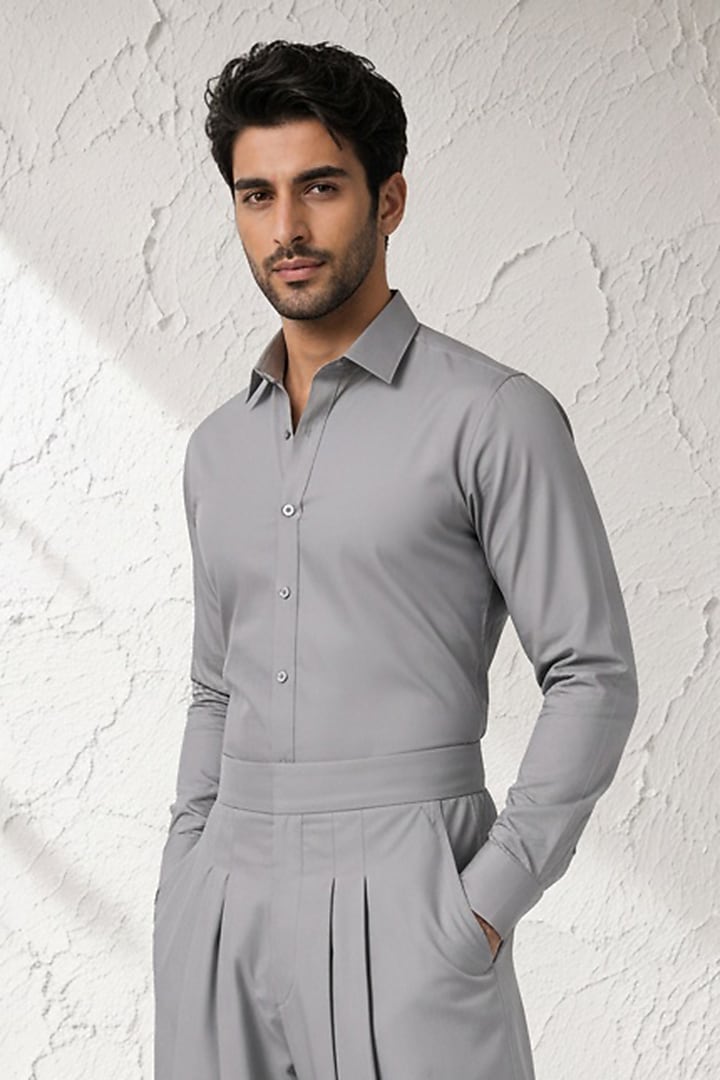 Grey Cotton Silk Dhoti Pants by Bubber Couture at Pernia's Pop Up Shop