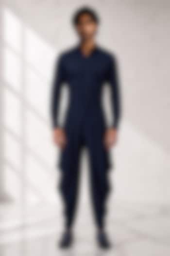 Navy Blue Cotton Silk Dhoti Pants by Bubber Couture at Pernia's Pop Up Shop