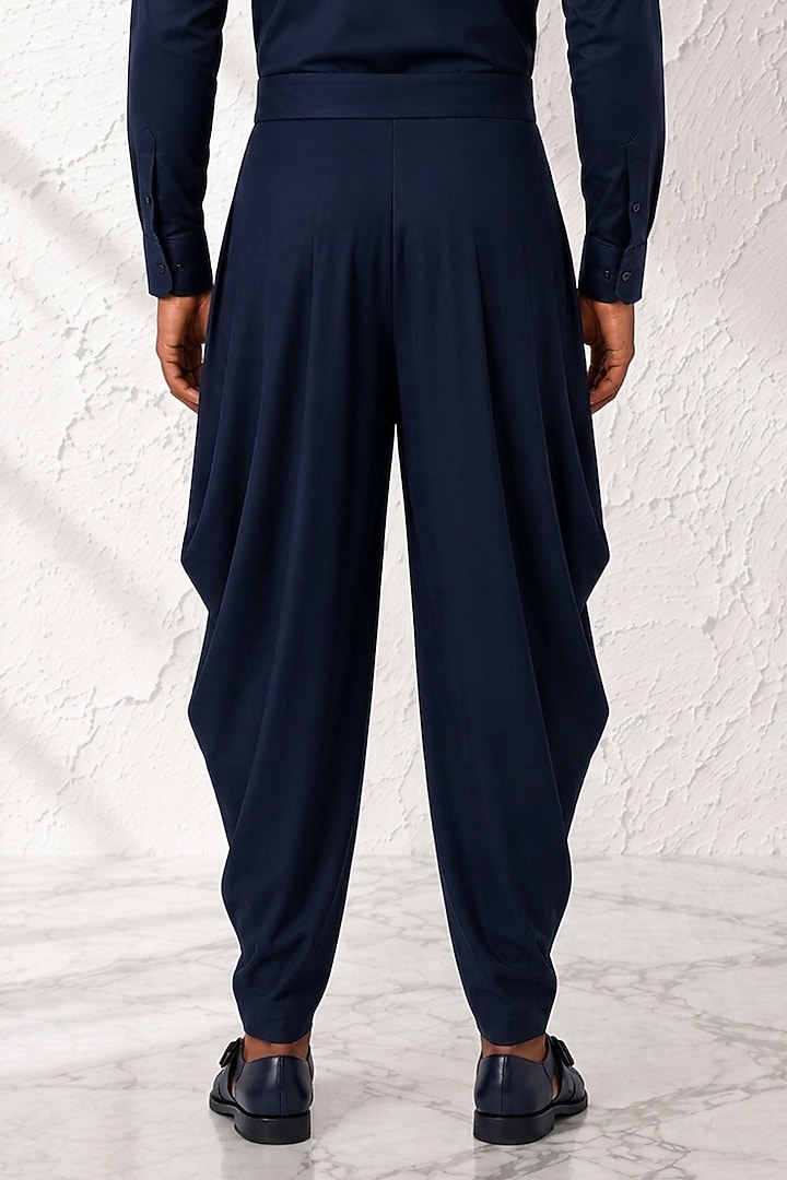 Navy Blue Cotton Silk Dhoti Pants by Bubber Couture at Pernia's Pop Up Shop