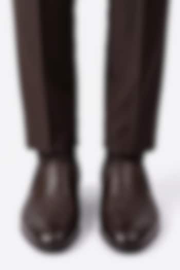 Dark Brown Italian Leather Embroidered Mojaris by Bubber Couture at Pernia's Pop Up Shop