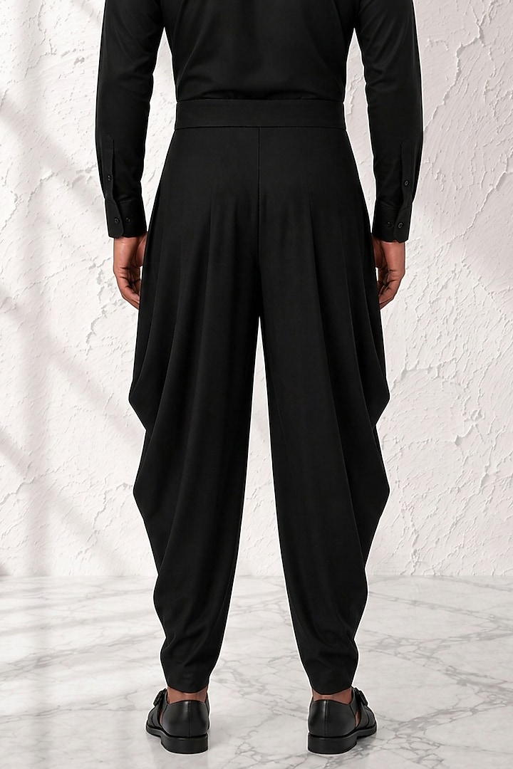 Black Cotton Silk Dhoti Pants by Bubber Couture at Pernia's Pop Up Shop