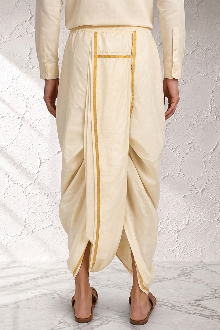 White Cotton Silk Pre-Stitched Dhoti by Bubber Couture at Pernia's Pop Up Shop