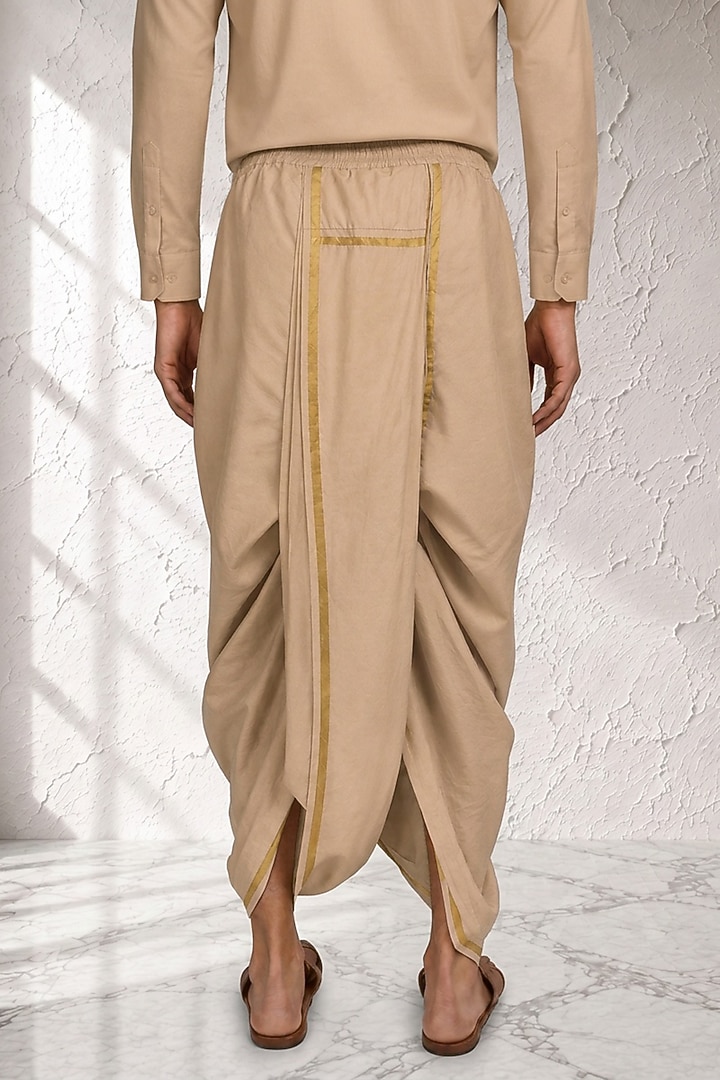 Beige Cotton Silk Pre-Stitched Dhoti by Bubber Couture at Pernia's Pop Up Shop