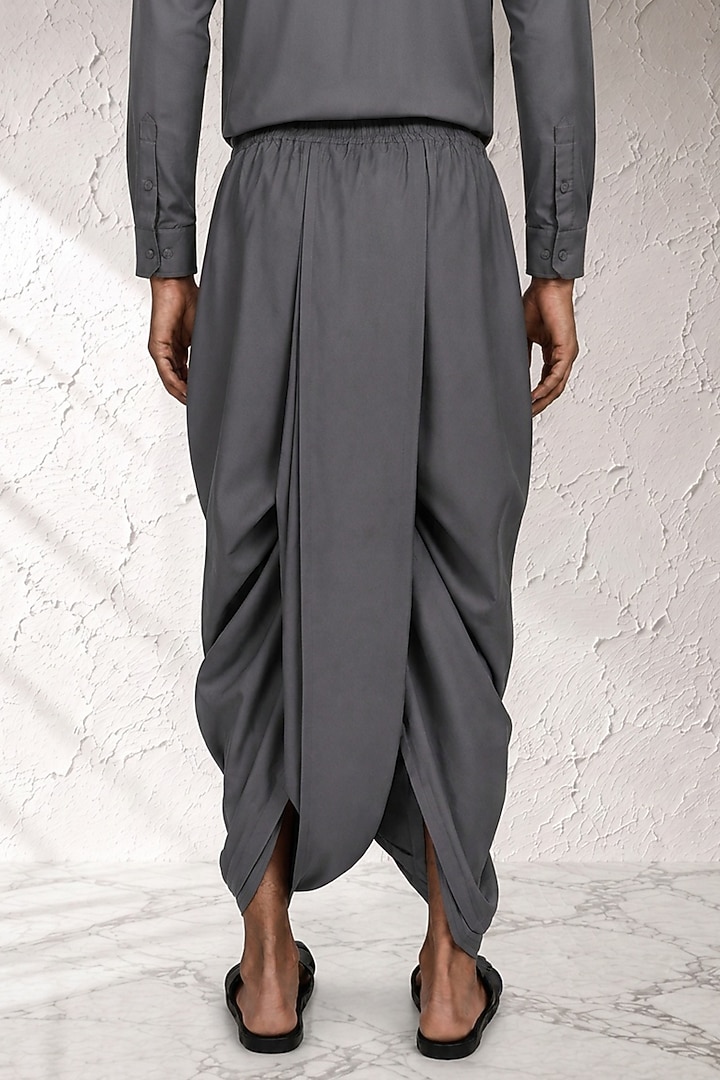 Grey Cotton Silk Pre-Stitched Dhoti by Bubber Couture at Pernia's Pop Up Shop