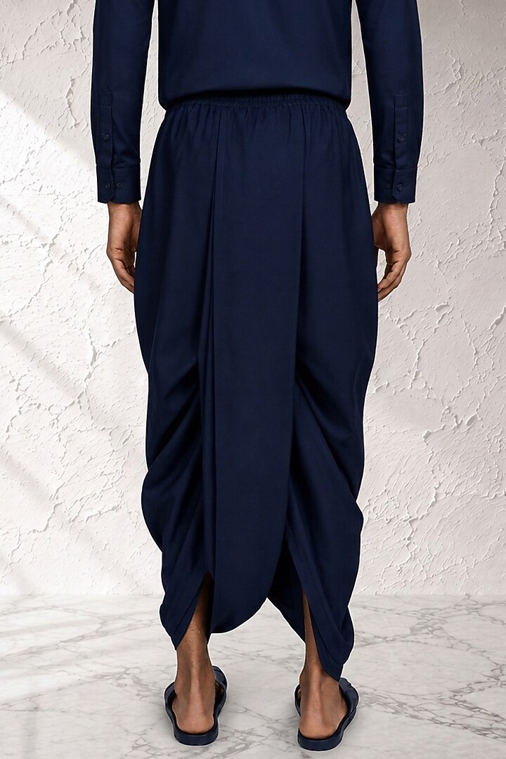 Blue Cotton Silk Pre-Stitched Dhoti by Bubber Couture at Pernia's Pop Up Shop