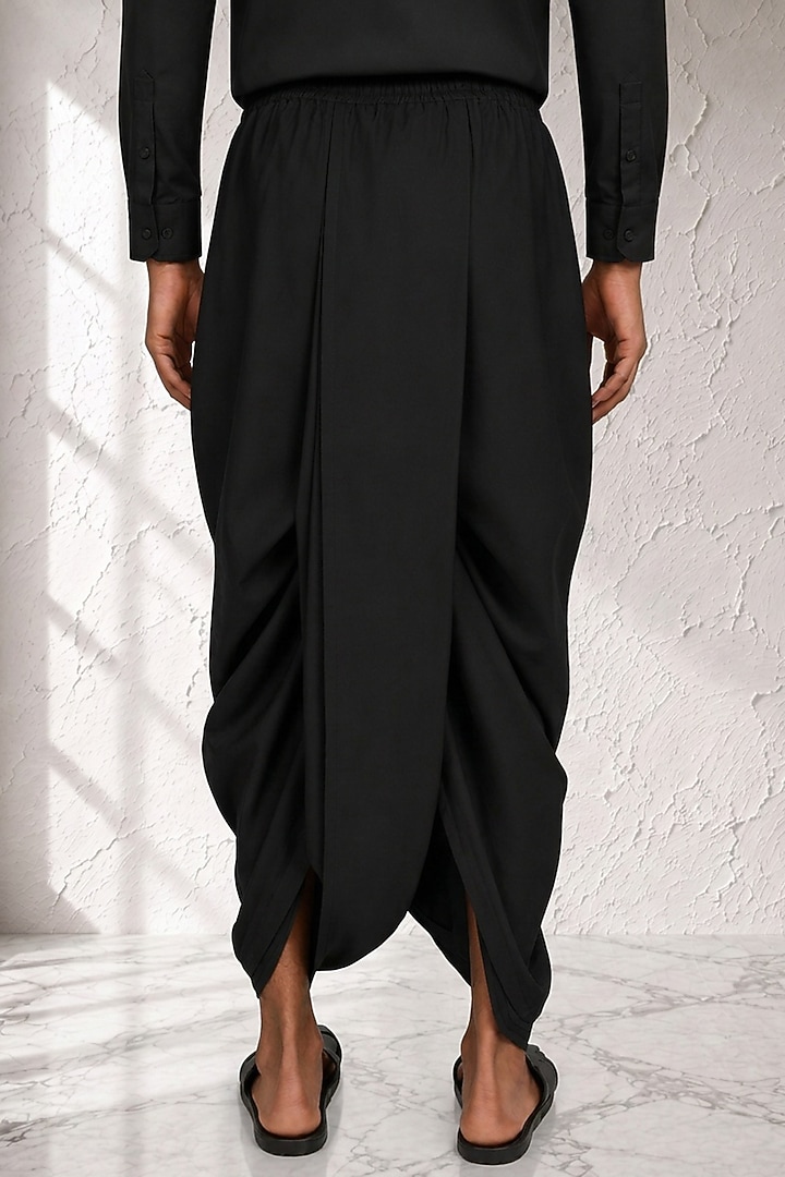 Black Cotton Silk Pre-Stitched Dhoti by Bubber Couture at Pernia's Pop Up Shop
