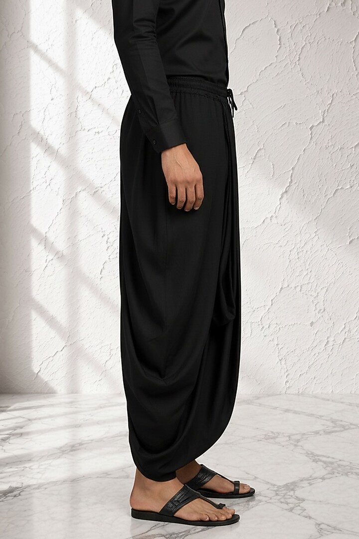 Black Cotton Silk Pre-Stitched Dhoti by Bubber Couture at Pernia's Pop Up Shop