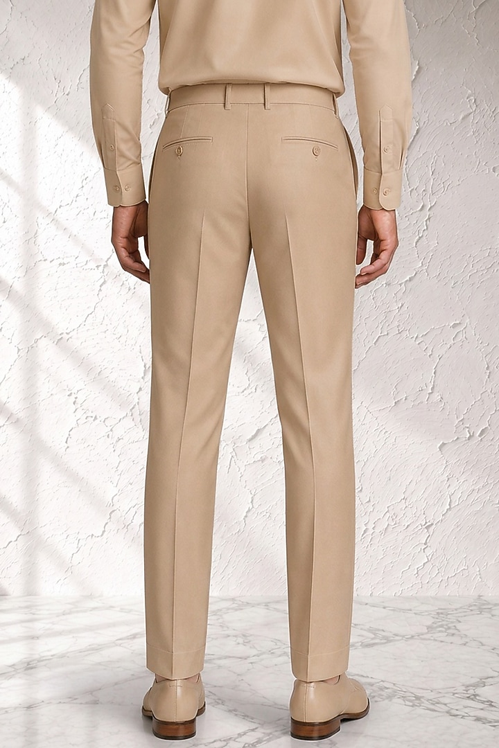 Beige Cotton Silk Pants by Bubber Couture at Pernia's Pop Up Shop
