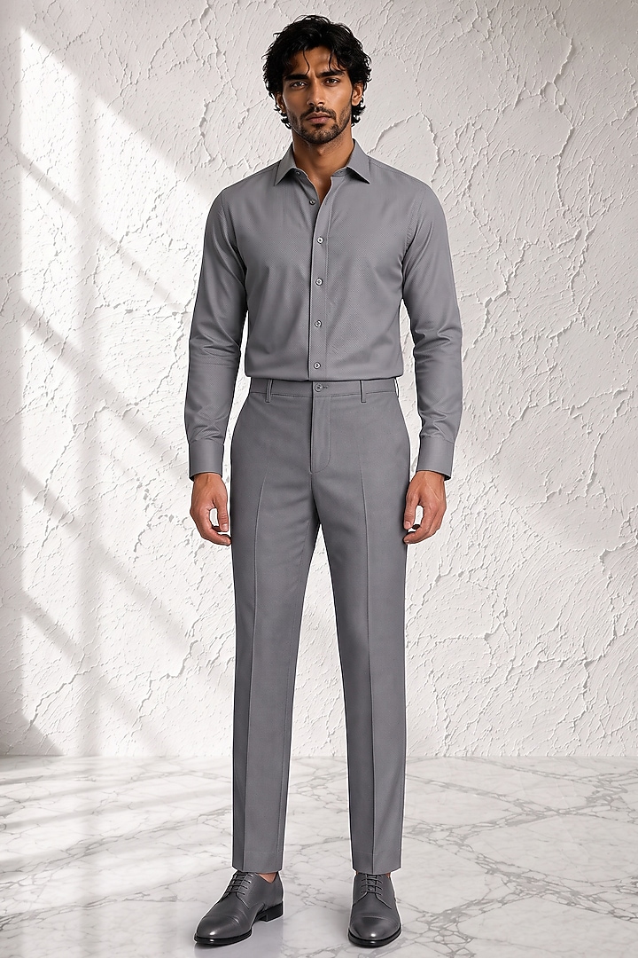 Grey Cotton Silk Pants by Bubber Couture at Pernia's Pop Up Shop