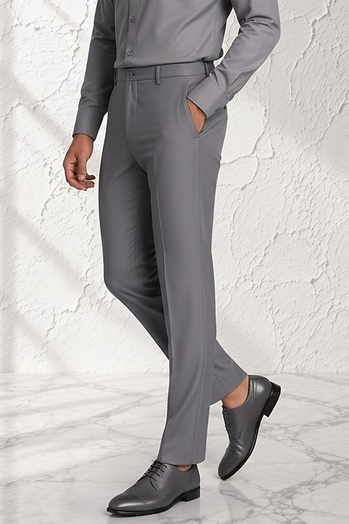 Grey Cotton Silk Pants by Bubber Couture at Pernia's Pop Up Shop