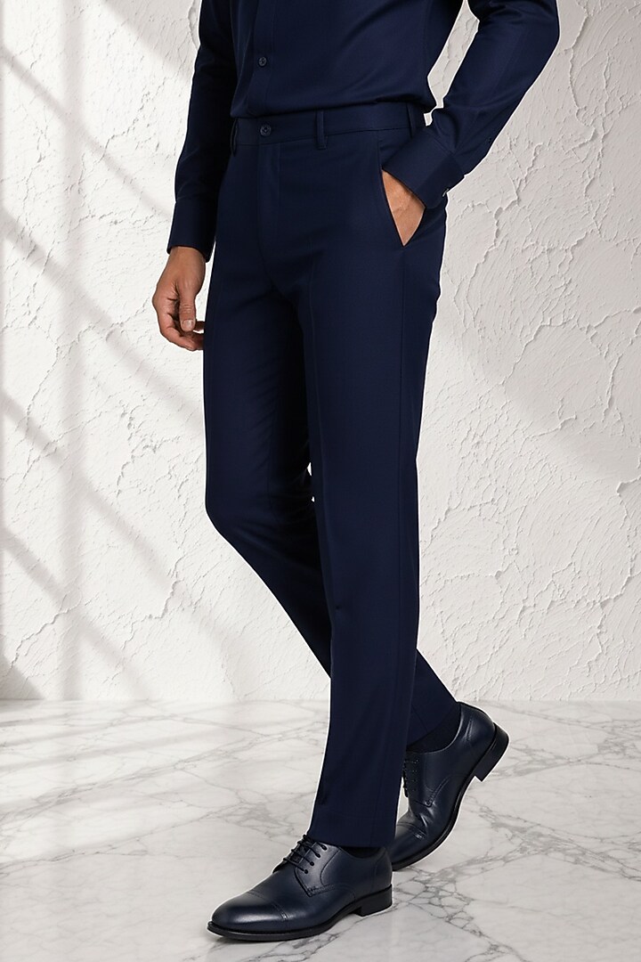 Blue Cotton Silk Pants by Bubber Couture at Pernia's Pop Up Shop