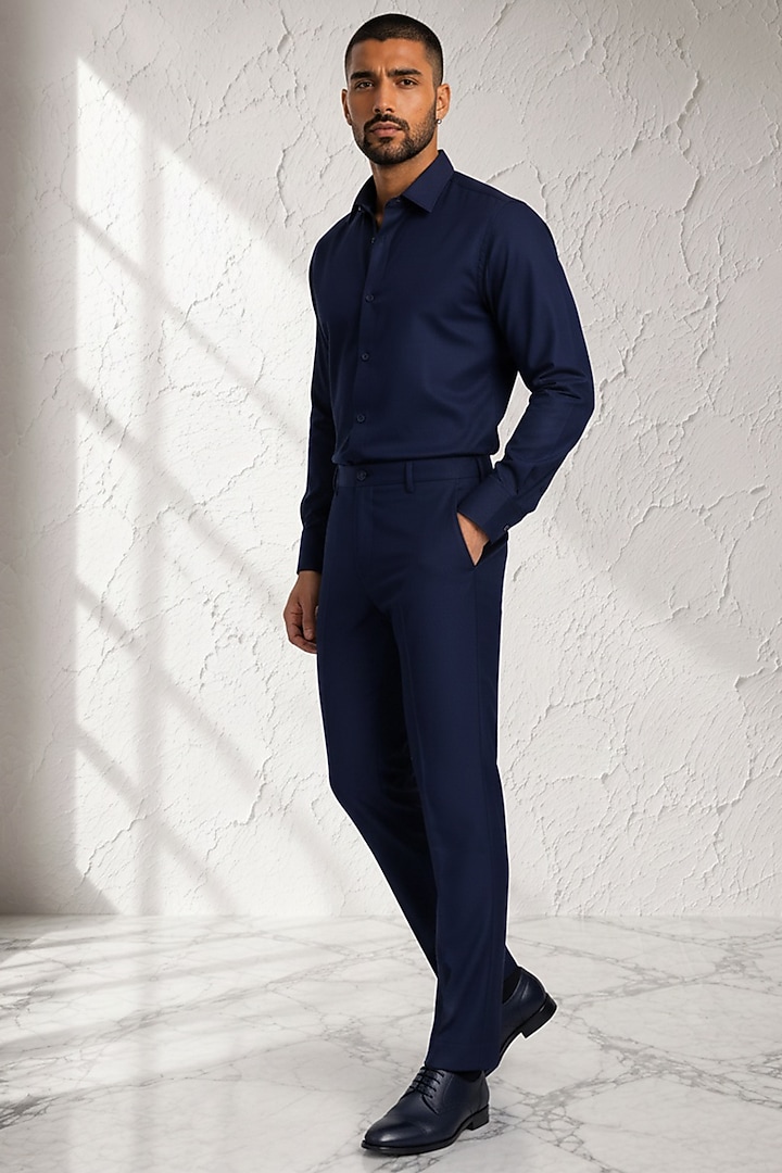 Blue Cotton Silk Pants by Bubber Couture at Pernia's Pop Up Shop
