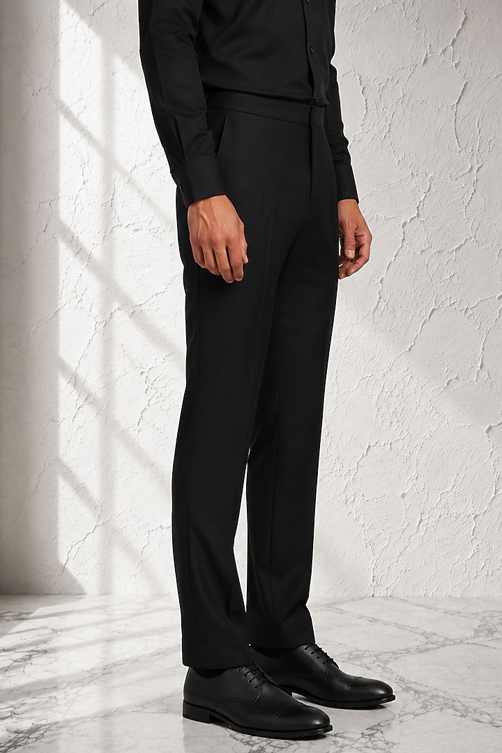 Black Cotton Silk Pants by Bubber Couture at Pernia's Pop Up Shop