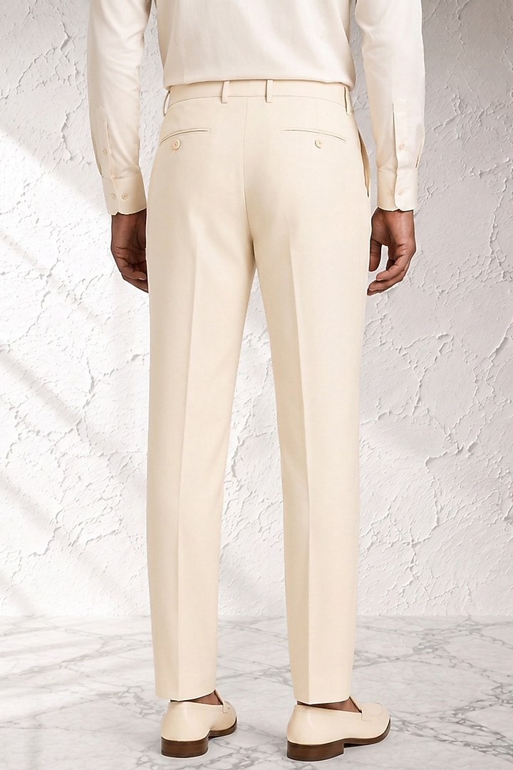 White Terry Rayon Trousers by Bubber Couture at Pernia's Pop Up Shop