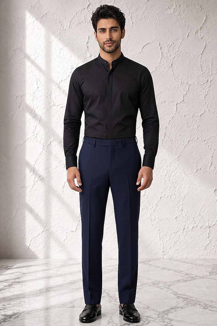 Blue Terry Rayon Trousers by Bubber Couture at Pernia's Pop Up Shop