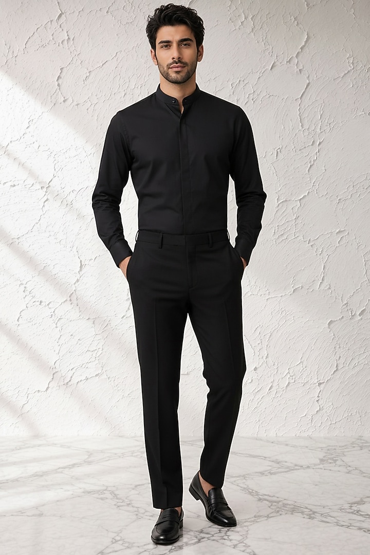 Black Terry Rayon Trousers by Bubber Couture at Pernia's Pop Up Shop