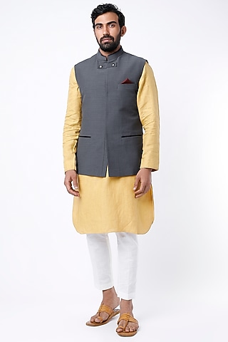 Dark Grey Suiting Bundi Jacket by Bubber Couture
