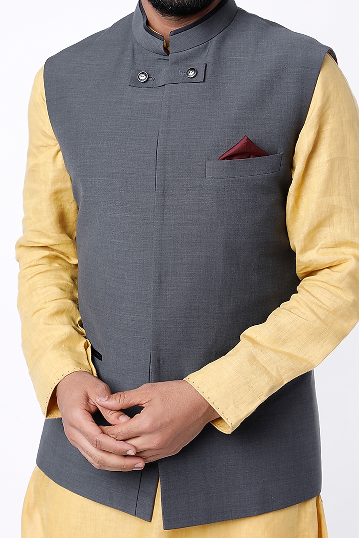 Dark Grey Suiting Bundi Jacket by Bubber Couture at Pernia's Pop Up Shop